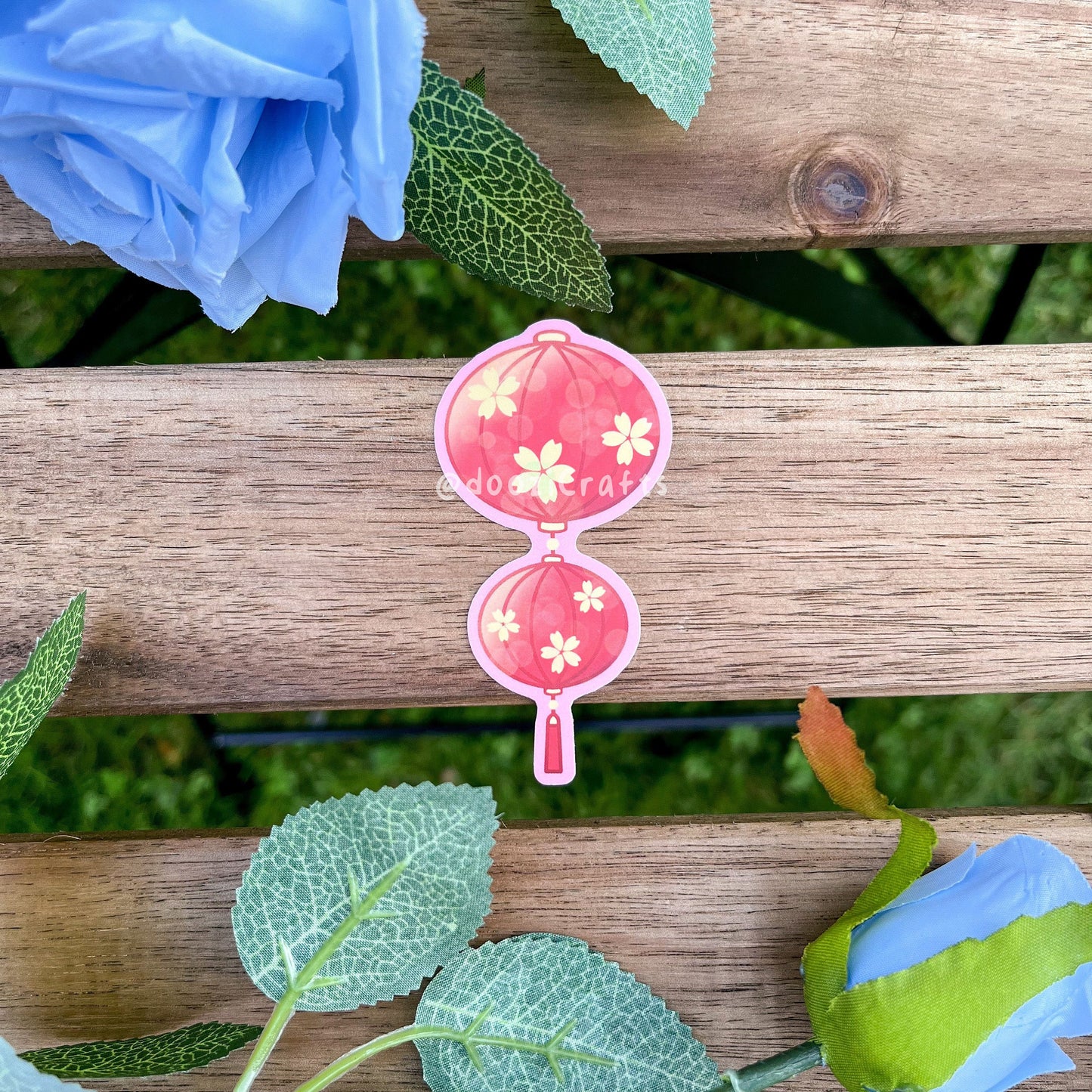 Red Sakura Lantern Sticker